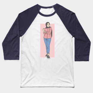 Gril Blue And Pink Baseball T-Shirt